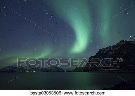 "Northern Lights, Aurora Borealis, in winter, Hovsund, Hov, Lofoten, Lofoten, Nordland, Norway, Europe" View Large Photo Image Stock Photograph - "Northern Lights, Aurora Borealis, in winter, Hovsund, Hov, Lofoten, Lofoten, Nordland, Norway, Europe". Fotosearch