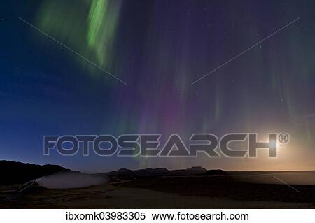 "Northern lights, full moon, solfatara, fumaroles, sulphur and other minerals, steam, Hverarond high temperature or geothermal area, Namafjall mountains, Myvatn area, Northeastern Region, Iceland, Europe" View Large Photo Image Stock Photography - "Northern lights, full moon, solfatara, fumaroles, sulphur and other minerals, steam, Hverarond high temperature or geothermal area, Namafjall mountains, Myvatn area, Northeastern Region, Iceland, Europe". Fotosearch