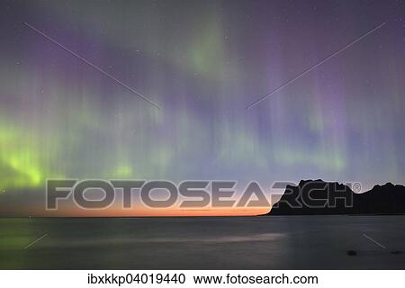 "Northern Lights on Utakleiv Beach, Vestvagoy, Lofoten, Norway, Europe" View Large Photo Image Stock Image - "Northern Lights on Utakleiv Beach, Vestvagoy, Lofoten, Norway, Europe". Fotosearch