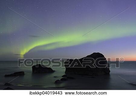 "Northern Lights on Utakleiv Beach, Vestvagoy, Lofoten, Norway, Europe" View Large Photo Image Stock Image - "Northern Lights on Utakleiv Beach, Vestvagoy, Lofoten, Norway, Europe". Fotosearch