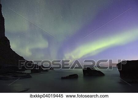 "Northern Lights on Utakleiv Beach, Vestvagoy, Lofoten, Norway, Europe" View Large Photo Image Stock Photography - "Northern Lights on Utakleiv Beach, Vestvagoy, Lofoten, Norway, Europe". Fotosearch