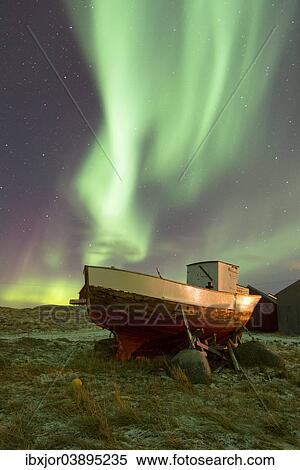 "Northern Lights over a shipwreck, Eggum, Vestvagoy, district of Lofoten, Norway, Europe" View Large Photo Image Stock Photography - "Northern Lights over a shipwreck, Eggum, Vestvagoy, district of Lofoten, Norway, Europe". Fotosearch
