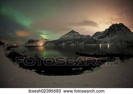 "Northern Lights over the Grotfjord in winter, Kvaloya, Tromso, Norway, Europe" View Large Photo Image Stock Image - "Northern Lights over the Grotfjord in winter, Kvaloya, Tromso, Norway, Europe". Fotosearch
