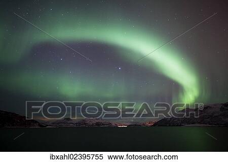 "Northern Lights over the Grotfjord in winter, Kvaloya, Tromso, Norway, Europe" View Large Photo Image Stock Photography - "Northern Lights over the Grotfjord in winter, Kvaloya, Tromso, Norway, Europe". Fotosearch