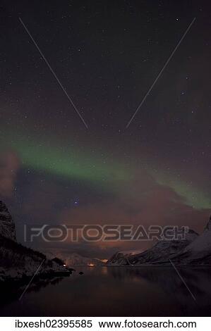 "Northern Lights over the Grotfjord in winter, Kvaloya, Tromso, Norway, Europe" View Large Photo Image Stock Photography - "Northern Lights over the Grotfjord in winter, Kvaloya, Tromso, Norway, Europe". Fotosearch