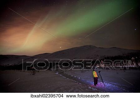 "Northern Lights over the Kattfjord pass in winter, Kvaloya, Tromso, Norway, Europe" View Large Photo Image Picture - "Northern Lights over the Kattfjord pass in winter, Kvaloya, Tromso, Norway, Europe". Fotosearch