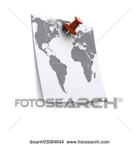 "Note with a push pin, map of America, Europe, Africa and Asia, 3D rendering" View Large Photo Image Picture - "Note with a push pin, map of America, Europe, Africa and Asia, 3D rendering". Fotosearch