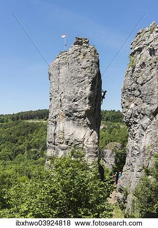 Stock Photo - "Nurnberger Turm, rock climbing tower, Wurgau, Schesslitz, Upper Franconia, Franconia, Bavaria, Germany, Europe". Fotosearch