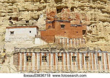 "Nyiphu or Nyphu Gompa, Buddhist monastery, painted with colourful stripes, Chhosar, Upper Mustang, Lo, Himalayas, Nepal, Asia" View Large Photo Image Stock Photo - "Nyiphu or Nyphu Gompa, Buddhist monastery, painted with colourful stripes, Chhosar, Upper Mustang, Lo, Himalayas, Nepal, Asia". Fotosearch