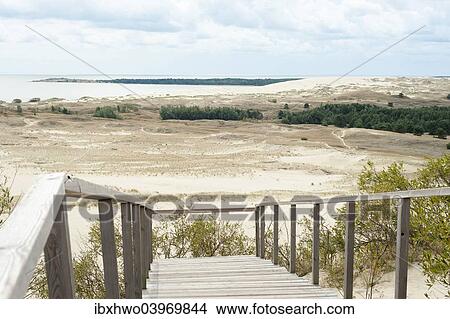 Picture - "Observation platform at Parnidder dune on the Curonian Spit, near Nida, Oblast Kaliningrad, Russia, Europe". Fotosearch