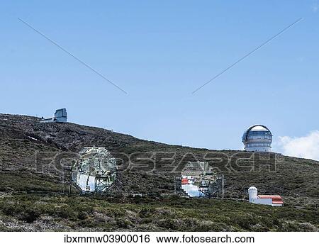 Stock Photograph - "Observatory, Roque de los Muchachos Observatory, ORM, European Northern Observatory, ENO, Roque de los Muchachos, La Palma, Canary Islands, Spain, Europe". Fotosearch