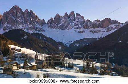 "Odle mountains and the town of Santa Maddalena in Val di Funes, Dolomites, South Tyrol, Italy, Europe" View Large Photo Image Stock Photo - "Odle mountains and the town of Santa Maddalena in Val di Funes, Dolomites, South Tyrol, Italy, Europe". Fotosearch