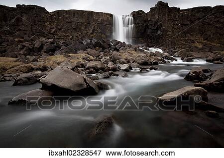 "Oexarafoss waterfall, Phingvellir National Park, South Iceland, Iceland, Europe" View Large Photo Image Stock Photo - "Oexarafoss waterfall, Phingvellir National Park, South Iceland, Iceland, Europe". Fotosearch
