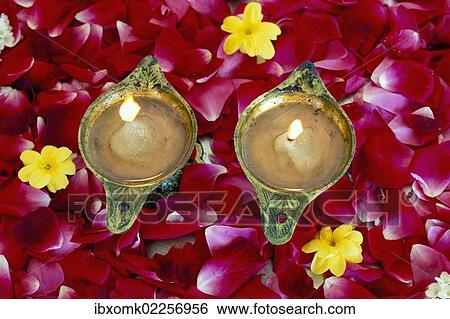 "Oil lamps, rose petals, Rishikesh, Uttaranchal, North India, India, Asia" View Large Photo Image Stock Photograph - "Oil lamps, rose petals, Rishikesh, Uttaranchal, North India, India, Asia". Fotosearch