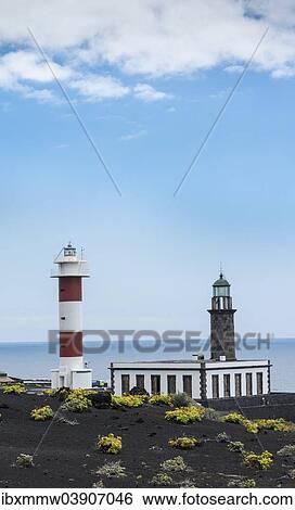 "Old and new lighthouse, on the southern cape of Punta de Fuencaliente, La Palma, Canary Islands, Spain, Europe" View Large Photo Image Stock Photograph - "Old and new lighthouse, on the southern cape of Punta de Fuencaliente, La Palma, Canary Islands, Spain, Europe". Fotosearch