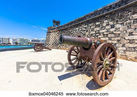 "Old cannon outside the castle Castillo de San Gabriel, Arrecife, Lanzarote, Canary Islands, Spain, Europe" View Large Photo Image Stock Photography - "Old cannon outside the castle Castillo de San Gabriel, Arrecife, Lanzarote, Canary Islands, Spain, Europe". Fotosearch
