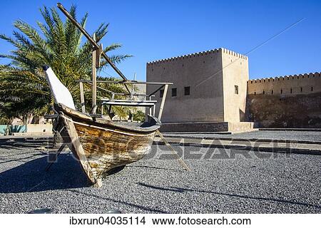 "Old dhow in front of Khasab fort, Khasab, Musandam, Oman, Asia" View Large Photo Image Picture - "Old dhow in front of Khasab fort, Khasab, Musandam, Oman, Asia". Fotosearch