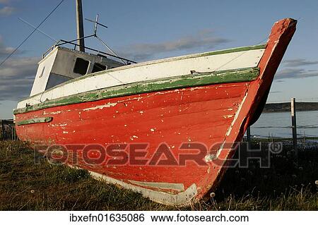 Stock Photograph - "Old fishing boat, Punta Arenas, Patagonia, Chile, South America". Fotosearch