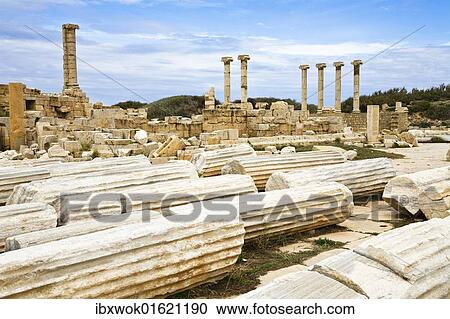 Stock Image - "Old Forum, Leptis Magna, Libya, North Africa, Africa". Fotosearch