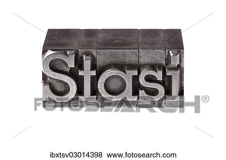 Stock Photo - "Old lead letters forming the word """"Stasi"""", German for """"State Security of the GDR""""". Fotosearch