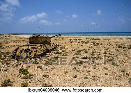 Stock Photograph - "Old Russian tank, Qalansia, island of Socotra, Yemen, Asia". Fotosearch