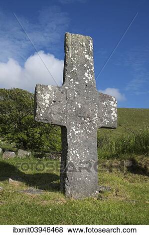 "Old stone cross, Kilmalkedar, Dingle Peninsula, County Kerry, Ireland, Europe" View Large Photo Image Stock Photo - "Old stone cross, Kilmalkedar, Dingle Peninsula, County Kerry, Ireland, Europe". Fotosearch