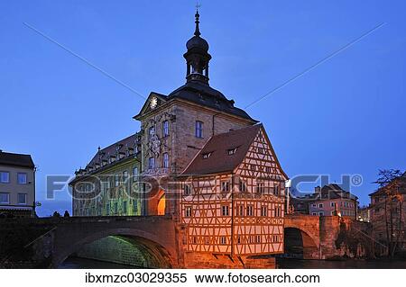 "Old Town Hall at dusk, built from 1461-1467 in its present form in the Regnitz River, Obere Bruecke bridge to the right and left, Obere Brucke 1, Altstadt, Bamberg, Upper Franconia, Bavaria, Germany, Europe" View Large Photo Image Stock Photography - "Old Town Hall at dusk, built from 1461-1467 in its present form in the Regnitz River, Obere Bruecke bridge to the right and left, Obere Brucke 1, Altstadt, Bamberg, Upper Franconia, Bavaria, Germany, Europe". Fotosearch