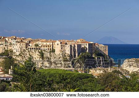 "Old town of Tropea, behind the Stromboli island, Tropea, Calabria, Italy, Europe" View Large Photo Image Stock Photo - "Old town of Tropea, behind the Stromboli island, Tropea, Calabria, Italy, Europe". Fotosearch