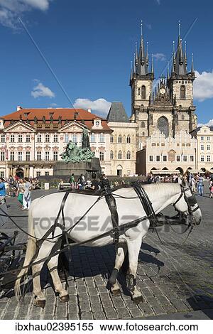 Stock Photography - "Old Town Square, National Gallery, Tyn Church, Prague, Czech Republic, Europe". Fotosearch
