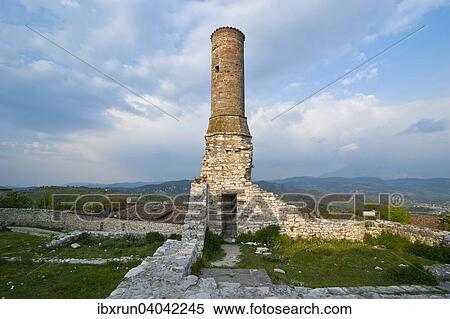Stock Photography - "Old watchtower in the citadel, UNESCO World Heritage Site, Berat, Albania, Europe". Fotosearch