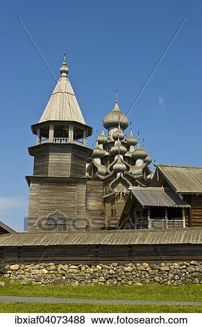 Stock Photo - "Old wooden church, UNESCO World Heritage Site, Kizhi Pogost, Kizhi island, Lake Onega, Karelia, Russia, Europe". Fotosearch