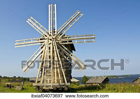 "Old wooden windmill and houses, UNESCO World Heritage Site, Kizhi Pogost, Kizhi island, Lake Onega, Karelia, Russia, Europe" View Large Photo Image Stock Photo - "Old wooden windmill and houses, UNESCO World Heritage Site, Kizhi Pogost, Kizhi island, Lake Onega, Karelia, Russia, Europe". Fotosearch