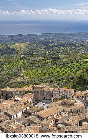 "Olive groves and the Ionian Sea, Gerace, Calabria, Italy, Europe" View Large Photo Image Stock Photo - "Olive groves and the Ionian Sea, Gerace, Calabria, Italy, Europe". Fotosearch