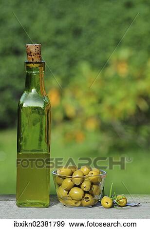 Olives and olive oil View Large Photo Image Stock Photo - Olives and olive oil. Fotosearch