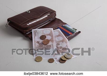 Open wallet with euro banknotes and coins View Large Photo Image Stock Image - Open wallet with euro banknotes and coins. Fotosearch