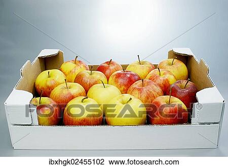 Stock Image - "Organic apples, Jonagold, in a carton". Fotosearch
