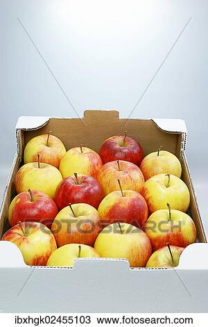 Stock Image - "Organic apples, Jonagold, in a carton". Fotosearch