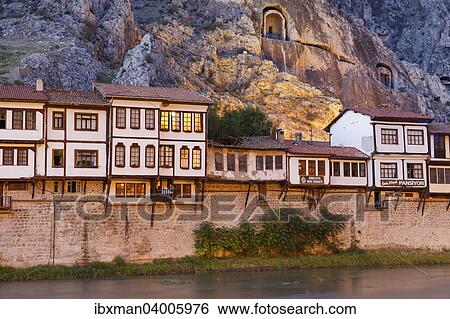 "Ottoman houses on the Yesilirmak river, Amasya, Black Sea Region, Turkey, Asia" View Large Photo Image Stock Photograph - "Ottoman houses on the Yesilirmak river, Amasya, Black Sea Region, Turkey, Asia". Fotosearch