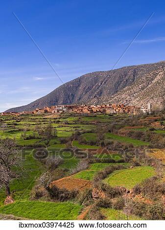 "Ourika Valley, mud-brick village of Anammer at the back, Atlas Mountains, Marrakech-Tensift-Al Haouz, Morocco, Africa" View Large Photo Image Stock Photography - "Ourika Valley, mud-brick village of Anammer at the back, Atlas Mountains, Marrakech-Tensift-Al Haouz, Morocco, Africa". Fotosearch