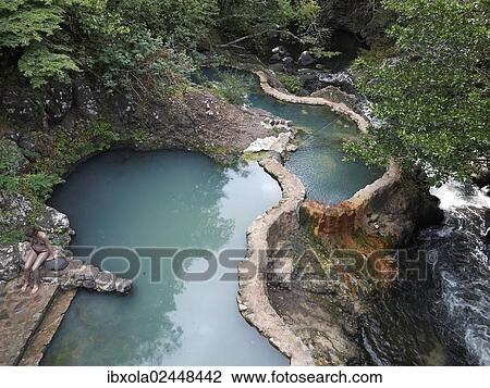 Stock Image - "Outdoor pool with hot thermal water, Las Pailas, Ricon de la Vieja National Park, Province of Guanacaste, Costa Rica, Central America, North America". Fotosearch