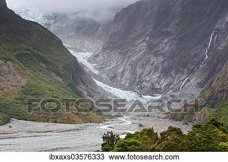 "Outflow of the glacier tongue of the Franz Josef Glacier, Franz Josef Glacier, Westland National Park, West Coast Region, New Zealand, Oceania" View Large Photo Image Stock Image - "Outflow of the glacier tongue of the Franz Josef Glacier, Franz Josef Glacier, Westland National Park, West Coast Region, New Zealand, Oceania". Fotosearch
