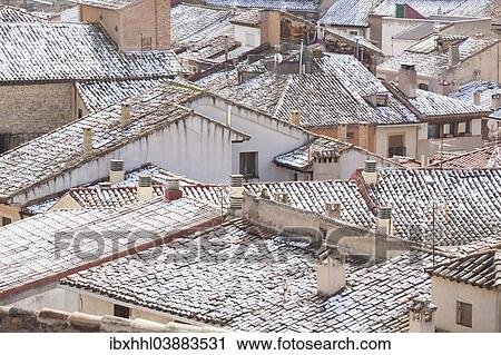 Stock Image - "Overlooking the roofs of Molina de Aragon, Province of Guadalajara, Spain, Europe". Fotosearch