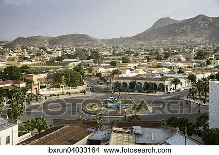Picture - "Overlooking the town of Keren in the highlands, Keren, Eritrea, Africa". Fotosearch