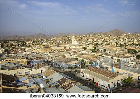 Stock Photo - "Overlooking the town of Keren in the highlands, Keren, Eritrea, Africa". Fotosearch
