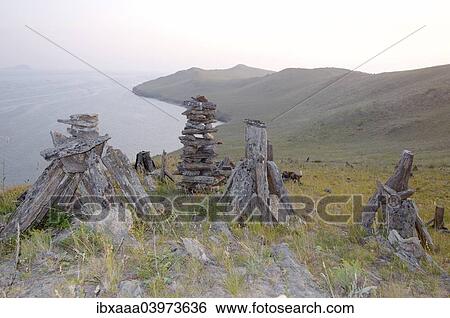 "Ovoos, Ogoy island, Siberia, Russia, Europe" View Large Photo Image Stock Photograph - "Ovoos, Ogoy island, Siberia, Russia, Europe". Fotosearch