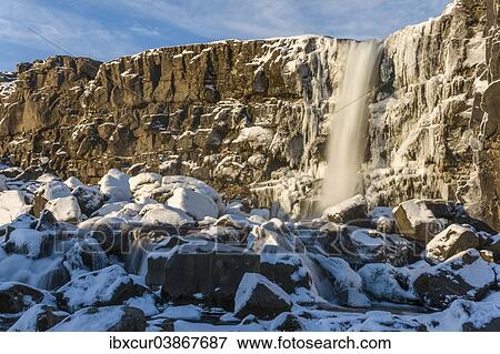 "Oxararfoss waterfall, Allmannagja Gorge, Thingvellir, Iceland, Europe" View Large Photo Image Stock Photo - "Oxararfoss waterfall, Allmannagja Gorge, Thingvellir, Iceland, Europe". Fotosearch