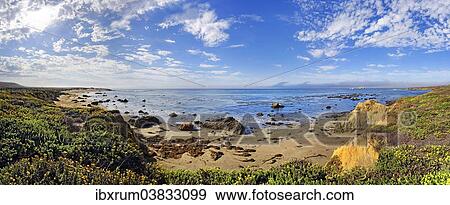 Stock Photo - "Pacific coast with clouded sky, Piedras Blancas, California, United States, North America". Fotosearch
