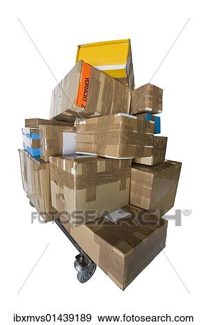 Packages on a push cart View Large Photo Image Stock Photo - Packages on a push cart. Fotosearch