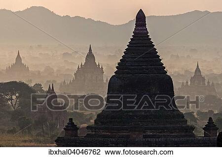 "Pagoda field in the morning mist, stupas, pagodas, temple complex, Bagan, Myanmar, Asia" View Large Photo Image Stock Image - "Pagoda field in the morning mist, stupas, pagodas, temple complex, Bagan, Myanmar, Asia". Fotosearch