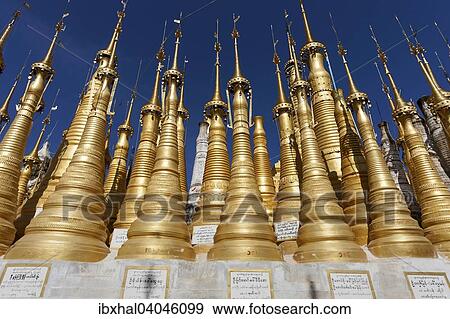 "Pagodas, golden stupas, near Indein, Shan State, Myanmar, Asia" View Large Photo Image Stock Photo - "Pagodas, golden stupas, near Indein, Shan State, Myanmar, Asia". Fotosearch